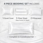 100% Silk Satin Duvet with Fitted Set 4 Pcs Silk Fitted Sheet 15" Deep Pocket Si... - Image 5