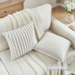 FUTEI Pack of 2 Solid Faux Fur Plush Throw Pillow Covers 18x18 Inch Soft Fluffy ... - Image 5