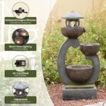 Tankana 36 inches Garden Water Fountain Outdoor Zen Pagoda Japaness Modern Tranq... - Image 5