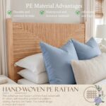 Yechen Solid Wood Rattan King Bed Frame with Tall Headboard and Footboard, Mid C... - Image 5