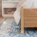 Yechen Solid Wood Rattan King Bed Frame with Tall Headboard and Footboard, Mid C... - Image 6
