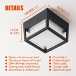 Outdoor Ceiling Porch Light LED Flush Mount for Wall or Ceiling, Square Exterior... - Image 6