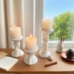 Wood Candle Holders for Pillar Set of 3 Rustic Candles Holder Tall Candlestick S... - Image 4
