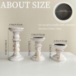Wood Candle Holders for Pillar Set of 3 Rustic Candles Holder Tall Candlestick S... - Image 5