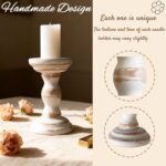 Wood Candle Holders for Pillar Set of 3 Rustic Candles Holder Tall Candlestick S... - Image 6