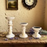 Wood Candle Holders for Pillar Set of 3 Rustic Candles Holder Tall Candlestick S... - Image 10