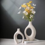 Liotww Extra Large Hollow Nordic Modern Ceramic Vases Set of 2, Milky White Aest... - Image 5