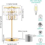 Bedside Lamp for Bedroom, Gold Crystal Table Lamp 18 Inches, Tiffany Clear Cryst... - Image 7