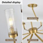 40" Brushed Gold Chandelier with Glass Shades, 8-Light Large Farmhouse Pendant L... - Image 5