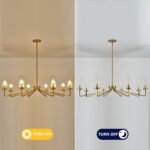 40" Brushed Gold Chandelier with Glass Shades, 8-Light Large Farmhouse Pendant L... - Image 7