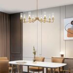 40" Brushed Gold Chandelier with Glass Shades, 8-Light Large Farmhouse Pendant L... - Image 8
