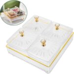 Luxury Divided Snack Dish Set with Lid 4-Compartment Serving Plate for Fruits an... - Image 6
