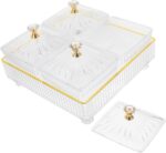 Luxury Divided Snack Dish Set with Lid 4-Compartment Serving Plate for Fruits an... - Image 7