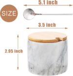 Marble Salt Cellar with Lid & Spoon, 11oz Salt and Pepper bowls, Handcrafted fro... - Image 3