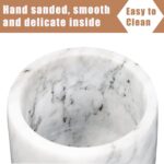 Marble Salt Cellar with Lid & Spoon, 11oz Salt and Pepper bowls, Handcrafted fro... - Image 4
