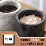 Marble Salt Cellar with Lid & Spoon, 11oz Salt and Pepper bowls, Handcrafted fro... - Image 5