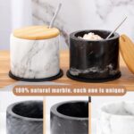 Marble Salt Cellar with Lid & Spoon, 11oz Salt and Pepper bowls, Handcrafted fro... - Image 6