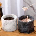 Marble Salt Cellar with Lid & Spoon, 11oz Salt and Pepper bowls, Handcrafted fro... - Image 8