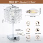 Touch Crystal Table Lamp Silver, Bedside Lamp with USB C+A Ports, Dimmable Night... - Image 5