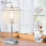 Touch Crystal Table Lamp Silver, Bedside Lamp with USB C+A Ports, Dimmable Night... - Image 6