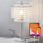 Touch Crystal Table Lamp Silver, Bedside Lamp with USB C+A Ports, Dimmable Night... - Image 8
