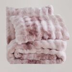 Wonderful 3 Pieces Fluffy Faux Rabbit Fur Bubble Comforter Set Queen Size, Tie-D... - Image 5