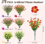 Der Rose 24 Bundles Fake Flowers Artificial Dasiy Faux Flowers Bulk for Outdoor ... - Image 4