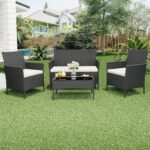 Patio Furniture Set 4 Pieces, Outdoor Patio Furniture Set with Rattan Wicker Cha... - Image 3