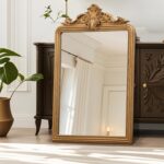 Besdomus Gold Arched Vintage Mirror: 30" x 44" Large Antique Wall Mounted Mirror... - Image 3