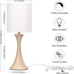 Bedside Touch Lamp, 3 Way Dimmable Touch Control Table Lamp, Wood Grain Farmhous... - Image 3