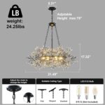31.5" Black Tree Branch Chandelier, 6-Light Modern Crystal Chandelier, Luxury Ro... - Image 5