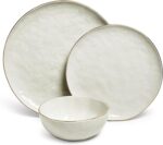 Sango 12-Piece Lightweight Porcelain Dinnerware Set for 4, Glossy Vanilla White ... - Image 3