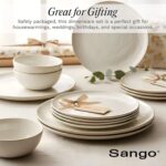 Sango 12-Piece Lightweight Porcelain Dinnerware Set for 4, Glossy Vanilla White ... - Image 5