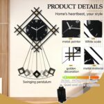 SIN&MI Modern Wall Clock with Stylish Pendulum, Minimalist Metal Wall Decor, Lux... - Image 3