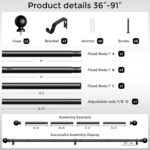 Curtain Rods 36-91 Inch, Black 1 Inch Adjustable Heavy Duty Curtain Rods for Win... - Image 4