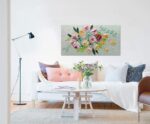 AZAVY ART,24X48 Inch Modern Hand Painted Textured Colorful Flowers Bouquet Wall ... - Image 3