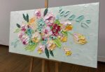 AZAVY ART,24X48 Inch Modern Hand Painted Textured Colorful Flowers Bouquet Wall ... - Image 4
