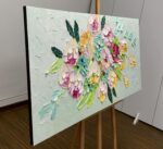 AZAVY ART,24X48 Inch Modern Hand Painted Textured Colorful Flowers Bouquet Wall ... - Image 6