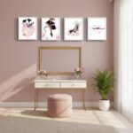 WNRTEKNK 4Pcs Fashion Women Wall Art High Heel Lips Handbag Wall Decor Glam Make... - Image 9