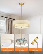 VONLUCE Modern Chandeliers, 18" Drum Chandeliers with 2-Layer Fabric Shade, 4-Li... - Image 6