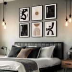 Framed Boho Black and White Brown Modern Abstract Wall Art for Living Room, Set ... - Image 3