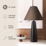 Abani Table Lamp Sienna Tapered 26.5” – Contemporary Brown Resin Base with Wide ... - Image 4