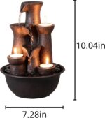 Tabletop Fountain 3 Candles, Indoor Waterfall Fountain for Meditation, Desktop W... - Image 6