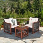 HAPPYGRILL 3 Pieces Outdoor Patio Furniture Set Wicker Chairs with Coffee Table,... - Image 3