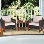 HAPPYGRILL 3 Pieces Outdoor Patio Furniture Set Wicker Chairs with Coffee Table,... - Image 4