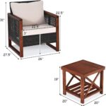 HAPPYGRILL 3 Pieces Outdoor Patio Furniture Set Wicker Chairs with Coffee Table,... - Image 6
