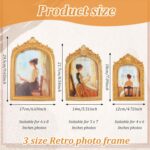 3 Pcs Vintage Picture Frames Antique Set Baroque Ornate Gold Arched Photo Frames... - Image 3