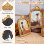 3 Pcs Vintage Picture Frames Antique Set Baroque Ornate Gold Arched Photo Frames... - Image 4