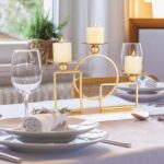 Gold Candle Holders for Pillar Candles with Marble Base 3 Arms Metal Candelabra ... - Image 5