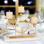 Gold Candle Holders for Pillar Candles with Marble Base 3 Arms Metal Candelabra ... - Image 9
